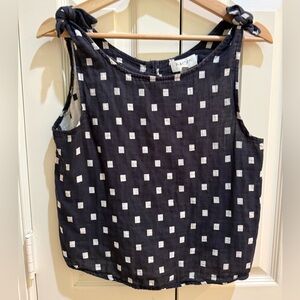 Harley Navy Square-Print Tie-Shoulder Tank Top